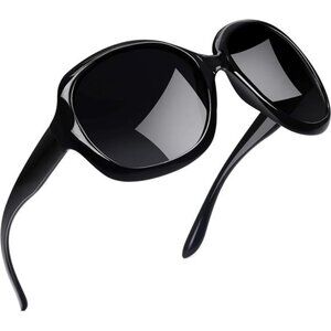 Women's Black Oversized Sunglasses Trendy Polarized Large Driving Eye Glasses‎